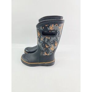 Bogs Rain Boots, Youth, Size 2, Black/Orange Camo